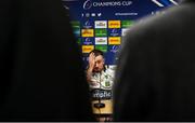 11 December 2021; JJ Hanrahan of Clermont Auvergne speaks to the media after the Heineken Champions Cup Pool A match between ASM Clermont Auvergne and Ulster at Stade Marcel-Michelin in Clermont-Ferrand, France. Photo by Julien Poupart/Sportsfile
