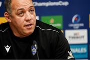 11 December 2021; Clermont Auvergne director of rugby Jono Gibbes speaks to the media after the Heineken Champions Cup Pool A match between ASM Clermont Auvergne and Ulster at Stade Marcel-Michelin in Clermont-Ferrand, France. Photo by Julien Poupart/Sportsfile