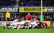 11 December 2021; A general view of a scrum during the Heineken Champions Cup Pool A match between ASM Clermont Auvergne and Ulster at Stade Marcel-Michelin in Clermont-Ferrand, France. Photo by Julien Poupart/Sportsfile