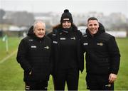 11 December 2021; TG4 Underdogs selectors, from left,  Mickey Ned O’Sullivan, Michelle Ryan and Kevin Cassidy before the TG4 Underdogs match between Meath and TG4 Underdogs at Donaghmore Ashbourne GAA club in Ashbourne, Meath. Photo by David Fitzgerald/Sportsfile