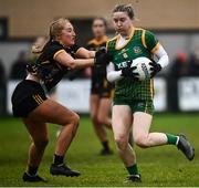 11 December 2021; Orlagh Lally of Meath in action against Aoife O'Reilly of TG4 Underdogs during the match between Meath and TG4 Underdogs at Donaghmore Ashbourne GAA club in Ashbourne, Meath. Photo by David Fitzgerald/Sportsfile