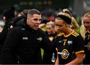 11 December 2021; TG4 Underdogs selector Kevin Cassidy with Jessica Hurley during the match between Meath and TG4 Underdogs at Donaghmore Ashbourne GAA club in Ashbourne, Meath. Photo by David Fitzgerald/Sportsfile