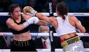 11 December 2021; Katie Taylor, left, and Firuza Sharipova during their Undisputed Lightweight Championship bout at M&S Bank Arena in Liverpool, England. Photo by Stephen McCarthy/Sportsfile