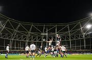 11 December 2021; Ryan Baird of Leinster wins possession in the lineout during the Heineken Champions Cup Pool A match between Leinster and Bath at Aviva Stadium in Dublin. Photo by Ramsey Cardy/Sportsfile