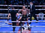 11 December 2021; Conor Benn celebrates defeating Chris Algieri during their WBA Continental Welterweight Title bout at M&S Bank Arena in Liverpool, England. Photo by Stephen McCarthy/Sportsfile
