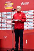 12 December 2021; Liam Hennessy, Local Organising Committee Chairperson, during the opening ceremony of the SPAR European Cross Country Championships Fingal-Dublin 2021 at the Sport Ireland Campus in Dublin. Photo by Sam Barnes/Sportsfile