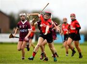 12 December 2021; Shelley Kehoe of Oulart the Ballagh in action against Cliodhna Ni Mhianain of Slaughtneil during the 2020 AIB All-Ireland Senior Club Camogie Championship Semi-Final match between Slaughtneil and Oulart the Ballagh at Donaghmore Ashbourne GAA in Ashbourne, Meath. Photo by Matt Browne/Sportsfile