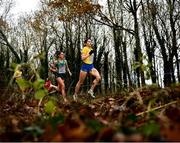 12 December 2021; Emilia Lillemo of Sweden, right, and Danielle Donegan of Ireland competing in the U23 Women's 6000m during the SPAR European Cross Country Championships Fingal-Dublin 2021 at the Sport Ireland Campus in Dublin. Photo by David Fitzgerald/Sportsfile