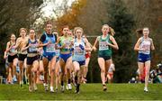 12 December 2021; Amelia Quirk of Great Britain, centre, and Sarah Healy of Ireland, right, lead the field in the U23 Women's 6000m during the SPAR European Cross Country Championships Fingal-Dublin 2021 at the Sport Ireland Campus in Dublin. Photo by Seb Daly/Sportsfile