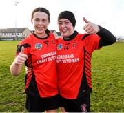 12 December 2021; Oulart the Ballagh captain Mary Leacy, left, with her sister Una, who will now both play in their 7th All Ireland Final with Club and County after the 2020 AIB All-Ireland Senior Club Camogie Championship Semi-Final match between Slaughtneil and Oulart the Ballagh at Donaghmore Ashbourne GAA in Ashbourne, Meath. Photo by Matt Browne/Sportsfile