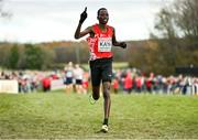 12 December 2021; Aras Kaya of Turkey celebrates finishing second in the Senior Men's 10000m final during the SPAR European Cross Country Championships Fingal-Dublin 2021 at the Sport Ireland Campus in Dublin. Photo by Sam Barnes/Sportsfile