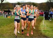 12 December 2021; Aoife Cooke, left, and Aoibhe Richardson of Ireland compete in the Senior Women's 8000m final during the SPAR European Cross Country Championships Fingal-Dublin 2021 at the Sport Ireland Campus in Dublin. Photo by Seb Daly/Sportsfile