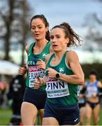 12 December 2021; Eilish Flanagan, left, and Michelle Finn of Ireland compete in the Senior Women's 8000m final during the SPAR European Cross Country Championships Fingal-Dublin 2021 at the Sport Ireland Campus in Dublin. Photo by Sam Barnes/Sportsfile