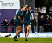 12 December 2021; Diarmuid Kilgallen of Connacht, right, celebrates a turnover during the Heineken Champions Cup Pool B match between Connacht and Stade Francais Paris at the Sportsground in Galway. Photo by Harry Murphy/Sportsfile