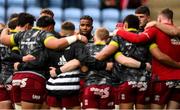 12 December 2021; Daniel Okeke and Munster team-mates before the Heineken Champions Cup Pool B match between Wasps and Munster at Coventry Building Society Arena in Coventry, England. Photo by Stephen McCarthy/Sportsfile
