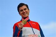 12 December 2021; Jakob Ingebrigtsen of Norway with his gold medal during the medal ceremony for the Senior Men's 10000m at the SPAR European Cross Country Championships Fingal-Dublin 2021 at the Sport Ireland Campus in Dublin. Photo by Ramsey Cardy/Sportsfile