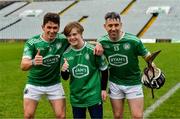 12 December 2021; Kilmallock players Aaron Costello and Graeme Mulcahy celebrate with supporter David O'Neill after the AIB Munster GAA Hurling Senior Club Championship Semi-Final match between Kilmallock and Midleton at TUS Gaelic Grounds in Limerick. Photo by Diarmuid Greene/Sportsfile