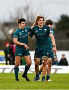 12 December 2021; Alex Wootton, left, and Cian Prendergast of Connacht after their side's victory in the Heineken Champions Cup Pool B match between Connacht and Stade Francais Paris at the Sportsground in Galway. Photo by Harry Murphy/Sportsfile