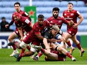 12 December 2021; Alfie Barbeary of Wasps is tackled by Daniel Okeke, left, and Chris Farrell of Munster during the Heineken Champions Cup Pool B match between Wasps and Munster at Coventry Building Society Arena in Coventry, England. Photo by Stephen McCarthy/Sportsfile