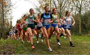 12 December 2021; Sarah Healy of Ireland, left, Nadia Battocletti of Italy, centre, and Amelia Quirk of Great Britain and Northern Ireland, right, compete in the U23 Women's 6000m final during the SPAR European Cross Country Championships Fingal-Dublin 2021 at the Sport Ireland Campus in Dublin. Photo by Seb Daly/Sportsfile