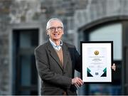 14 December 2021; Sport Ireland chief executive John Treacy with his award for Outstanding Contribution to the Irish Sport Industry at the Sport Ireland Campus in Dublin. Photo by David Fitzgerald/Sportsfile