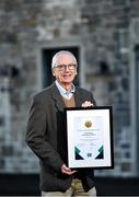14 December 2021; Sport Ireland chief executive John Treacy with his award for Outstanding Contribution to the Irish Sport Industry at the Sport Ireland Campus in Dublin. Photo by David Fitzgerald/Sportsfile