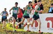 12 December 2021; Ireland athletes, Ryan Forsyth, Emmet Jennings, and Paul O'Donnell competing in the Senior Men's 10,000m during the SPAR European Cross Country Championships Fingal-Dublin 2021 at the Sport Ireland Campus in Dublin. Photo by Sam Barnes/Sportsfile