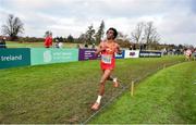 12 December 2021; Fikadu Gonzalez of Spain competes in the Under 20 Men's event during the SPAR European Cross Country Championships Fingal-Dublin 2021 at the Sport Ireland Campus in Dublin. Photo by Ramsey Cardy/Sportsfile