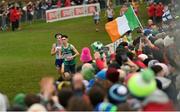 12 December 2021; Darragh McElhinney of Ireland, right, and Charles Hicks of Great Britain competes in the Under 23 Men's event during the SPAR European Cross Country Championships Fingal-Dublin 2021 at the Sport Ireland Campus in Dublin. Photo by Ramsey Cardy/Sportsfile