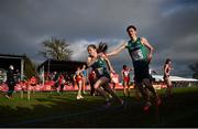 12 December 2021; Siofra Cleirigh Buttner and Luke McCann of Ireland competing in the Mixed 4x1500m Relay during the SPAR European Cross Country Championships Fingal-Dublin 2021 at the Sport Ireland Campus in Dublin. Photo by Ramsey Cardy/Sportsfile