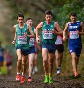 12 December 2021; Emmet Jennings of Ireland, left, and Ryan Forsyth of Ireland competing in the Senior Men's 10,000m during the SPAR European Cross Country Championships Fingal-Dublin 2021 at the Sport Ireland Campus in Dublin. Photo by Ramsey Cardy/Sportsfile