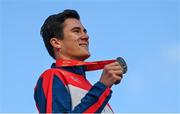 12 December 2021; Jakob Ingebrigtsen of Norway on the podium after winning the Senior Men's race during the SPAR European Cross Country Championships Fingal-Dublin 2021 at the Sport Ireland Campus in Dublin. Photo by Ramsey Cardy/Sportsfile