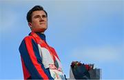 12 December 2021; Jakob Ingebrigtsen of Norway on the podium after winning the Senior Men's race during the SPAR European Cross Country Championships Fingal-Dublin 2021 at the Sport Ireland Campus in Dublin. Photo by Ramsey Cardy/Sportsfile