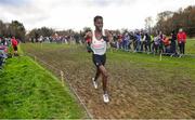12 December 2021; Jamal Abdelmaji Eisa Mohammed of Athlete Refugee Team competes in the Senior Men's race during the SPAR European Cross Country Championships Fingal-Dublin 2021 at the Sport Ireland Campus in Dublin. Photo by Ramsey Cardy/Sportsfile