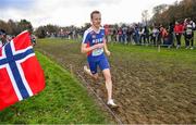 12 December 2021; Bjørnar Sandnes Lillefosse of Norway competes in the Senior Men's race during the SPAR European Cross Country Championships Fingal-Dublin 2021 at the Sport Ireland Campus in Dublin. Photo by Ramsey Cardy/Sportsfile