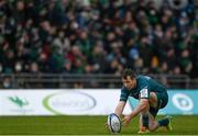 12 December 2021; Jack Carty of Connacht lines up a conversion during the Heineken Champions Cup Pool B match between Connacht and Stade Francais Paris at the Sportsground in Galway. Photo by Harry Murphy/Sportsfile