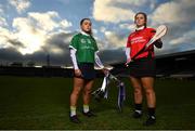 15 December 2021; Camogie players Siobhan McGrath of Sarsfields, Galway, left, and Shauna Sinnott of Oulart the Ballagh, Wexford, who will battle it out in this weekend’s AIB All-Ireland Senior Camogie Club Championship final. The sides will go head-to-head at UPMC Nowlan Park, Kilkenny at 1.30pm on Saturday, December 18th. This year’s AIB Club Championships celebrate #TheToughest players in Gaelic Games - those who are not defined by what they have won, but by how they persevere no matter what - and this Saturday’s showdown is set to be no exception. Photo by Ramsey Cardy/Sportsfile