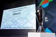 16 December 2021; A general view of the UEFA Nations League Cup during the UEFA Nations League 2022/23 League Phase Draw at the UEFA headquarters, The House of European Football in Nyon, Switzerland. Photo by Richard Juilliart / UEFA via Sportsfile