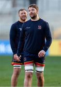 16 December 2021; Iain Henderson, right, and Duane Vermeulen during Ulster Rugby captain's run at Kingspan Stadium in Belfast. Photo by John Dickson/Sportsfile