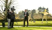 17 December 2021; Republic of Ireland manager Stephen Kenny is interviewed by RTE before a UEFA Nations League draw media briefing at FAI Headquarters in Abbotstown, Dublin. Photo by Seb Daly/Sportsfile