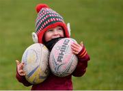 18 December 2021; James McCallum during the Leinster Rugby Minis Christmas themed training session at Portarlington RFC in Portarlington, Laois. Photo by Piaras Ó Mídheach/Sportsfile