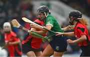 18 December 2021; Niamh McGrath of Sarsfields in action against Mary Leacy of Oulart the Ballagh during the 2020 AIB All-Ireland Senior Club Camogie Championship Final match between Sarsfields and Oulart the Ballagh at UMPC Nowlan Park, Kilkenny. Photo by Eóin Noonan/Sportsfile