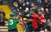 18 December 2021; Una Leacy of Oulart the Ballagh in action against Laura Ward of Sarsfields during the 2020 AIB All-Ireland Senior Club Camogie Championship Final match between Sarsfields and Oulart the Ballagh at UMPC Nowlan Park, Kilkenny. Photo by Eóin Noonan/Sportsfile