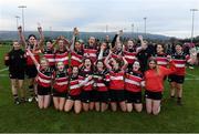 18 December 2021; Wicklow RFC players celebrate after the Bank of Ireland Leinster Rugby U16 Girls' Cup Final match between Naas RFC and Wicklow RFC at at Carlow IT in Carlow. Photo by Matt Browne/Sportsfile