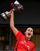 18 December 2021; Oulart the Ballagh captain Mary Leacy lifting the cup after the 2020 AIB All-Ireland Senior Club Camogie Championship Final match between Sarsfields and Oulart the Ballagh at UMPC Nowlan Park, Kilkenny. Photo by Eóin Noonan/Sportsfile