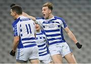 18 December 2021; Darragh Kirwan of Naas, right, celebrates after scoring his side's first goal during the AIB Leinster GAA Football Senior Club Championship Semi-Final match between Shelmaliers and Naas at Croke Park in Dublin. Photo by Seb Daly/Sportsfile
