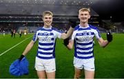 18 December 2021; Sean Cullen, left, and James Burke of Naas after their side's victory in the AIB Leinster GAA Football Senior Club Championship Semi-Final match between Shelmaliers and Naas at Croke Park in Dublin. Photo by Seb Daly/Sportsfile