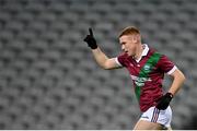 18 December 2021; Colm Murphy of Portarlington celebrates after kicking a point during the AIB Leinster GAA Football Senior Club Championship Semi-Final match between Portarlington and Kilmacud Crokes at Croke Park in Dublin. Photo by Seb Daly/Sportsfile