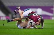 18 December 2021; Paul Mannion of Kilmacud Crokes in action against Stuart Mulpeter of Portarlington during the AIB Leinster GAA Football Senior Club Championship Semi-Final match between Portarlington and Kilmacud Crokes at Croke Park in Dublin. Photo by Ray McManus/Sportsfile