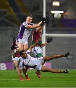 18 December 2021; Shane Cunningham, left, and Craig Dias of Kilmacud Crokes in action against Sean Byrne of Portarlington during the AIB Leinster GAA Football Senior Club Championship Semi-Final match between Portarlington and Kilmacud Crokes at Croke Park in Dublin. Photo by Seb Daly/Sportsfile
